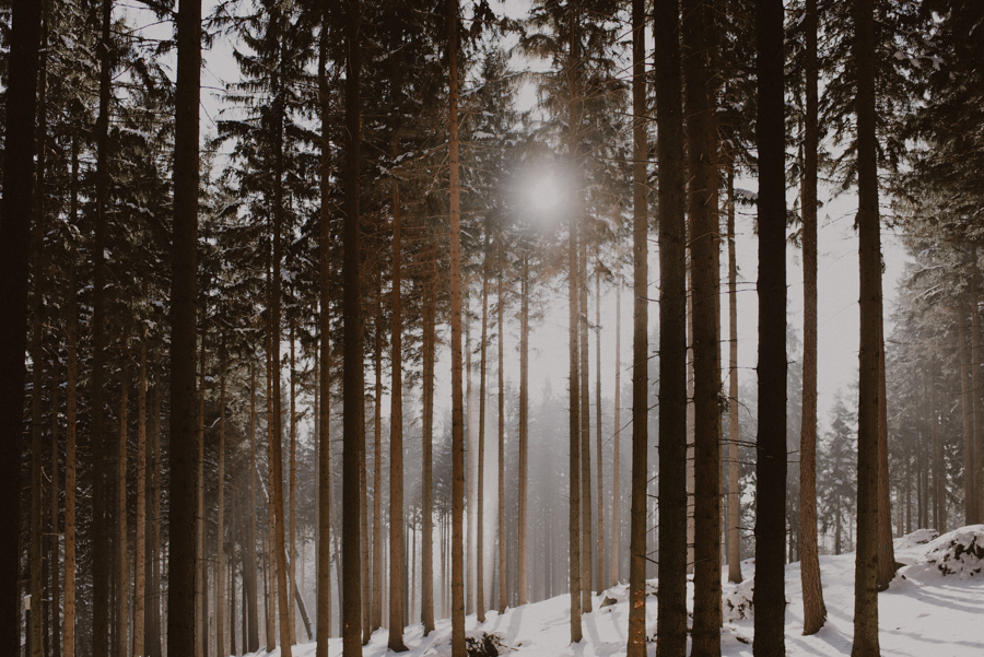 sesja narzeczeńska zimą w rudawach janowickich